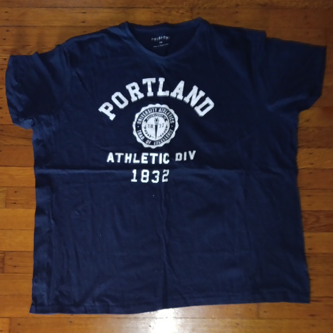 Primark Navy Tshirt With White Portland Athletic Graphic